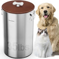 Paw Libero 35 Lbs Stainless Steel Dog Food Storage Container with Airtight Lid & Ceramic Bone Handle, Large Metal Dog Food Bin for Dogs & Cats, Keep Fresh, Easy to Clean - size: 35 lbs