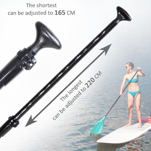 Karltion SUP Paddle - 3-Piece Adjustable Aluminium SUP Paddle with Glass Fiber Blade for Surfing, Floating, Water Sports - color: Turquoise