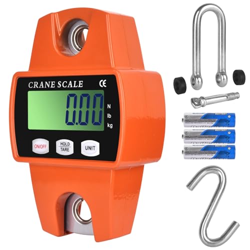 660lb Digital Hanging Scale, 300kg Heavy Duty Handheld Crane Scale with Backlit LCD, Portable Cast Aluminum Case & Hooks - Multi-Function for Farm, Hunting, Fishing, Logistics (kg/lb/N Switchable)