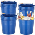 Didaey 12 Pcs Galvanized Metal Beer Buckets, Handle,Royal Blue | 9 Quart Large Capacity Pails for Party Wedding, Tin Pails for Beer Ice, Round Design for Table Centerpieces Crafts - color: Royal Blue