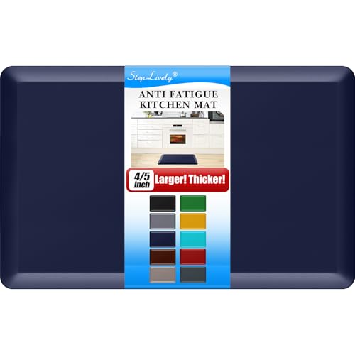 4/5 Inch Thick Kitchen Mat - Cushioned Anti Fatigue Mats for Kitchen Floor - Easy to Clean, Waterproof, Non-Slip Kitchen Rug for Sink, Office, Kitchen (20''x32'' Blue) | Easy to Clean, Water Resistant, Non-Slip Thicker Rug, Standing Desk Mat for Sink, Off