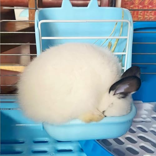 Hamiledyi 2PCS Rabbit Hay Feeders Rack 2 in 1 Feeder Bowls Double Bunny Feed Holder Grass Food Supplies for Chinchillas Guinea Pig Hamsters (Pink+Blue) - color: Blue&Pink