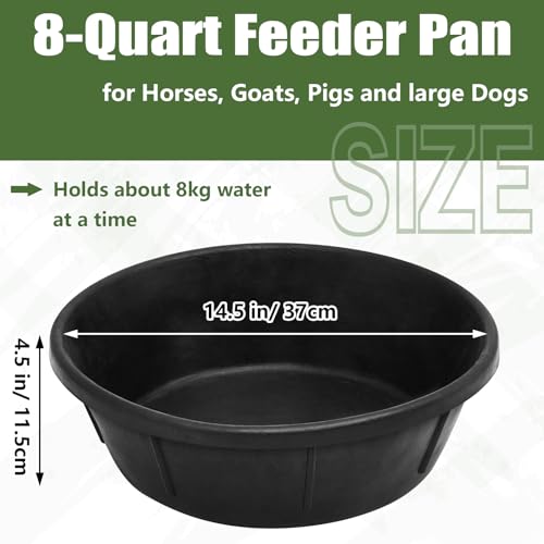 Sadnyy 5 Pcs 8 Quart/ 2 Gallon Rubber Feeder Pan, Rubber Feed Pan Utility Horse Feed Bucket Dog Bowl Horse Feeder for Cats Dogs Goats Chicken Dust Bath Container Animal Feeding, 14.57 x 4.5 inches - size: 8 Quart/ 2 Gallon