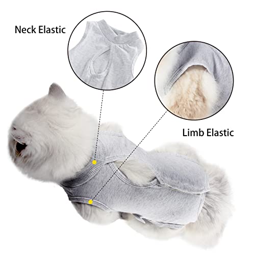 Cat Recovery Suit for Male and Female Surgical Post Surgery Soft Cone Onesie Shirt Clothes Neuter Licking Protective Diapers Outfit Cover Kitten Spay Collar(M, White) - color: White, size: Medium