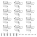 M METERXITY 12-Pack 3/4" Brace Bands Chain Link Fence Parts | Galvanized Steel Chain Link Brace Band with Bolts and Nuts for Fence, Gate, Posts, Rust-Resistant [Silver] - size: 3/4"