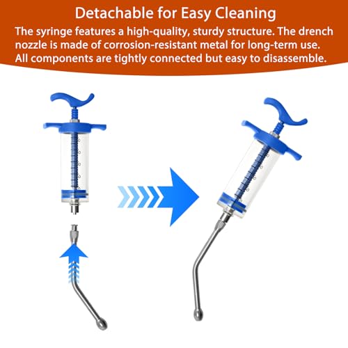 50 mL Reusable Feeding Syringes with 2 Nozzles, 1 Pack | Adjustable Medicine Doser and Drench Gun for Newborn Pets, Goats, Lambs, Pigs, Dogs, Cats, Birds and Other Small Animals - size: 50ml(1-Pack)