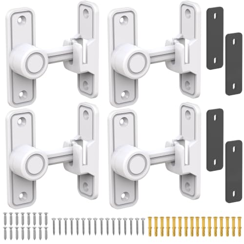 Sliding Barn Door Lock, 90 Degree Locks, 4 Pack-White | Flip Gate Latches for Garden, Bathroom, Outdoor, Garage, Window, Barn Doors - color: 4 Pack White