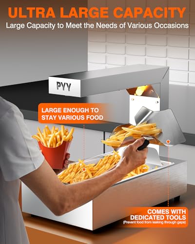 PYY French Fry Warmer - Commercial Food Heat Lamp 122°F Free-Standing Warming Fry Dump Station Countertop Fries Commercial Food Warmer Light for Chips Churros Buffet Restaurant - size: 10L