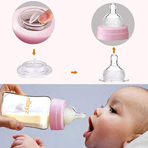 Matyz Glass Breastmilk Storage Containers, 6 Pack, 6 oz Bottle, Compatible with Spectra Medela Philips Pump - Freezer Safe Storage Bottles Set - Leakproof Glass Baby Bottles - No BPA (Pink Lids) - color: [Pack of 6] Pink Lid - 6 Ounce Clear Borosilicate G