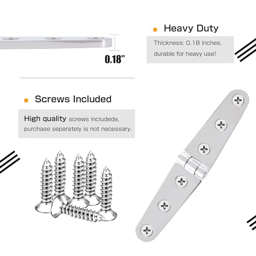 Atibin Heavy Polished Door Hinge Stainless Yacht Hardware Boat Hinge Steel Deck Mount Marine Hinges Cabinet SUS316 6 inch x 1.10 inch 2pcs - style: 2Pcs 6" x 1.10"