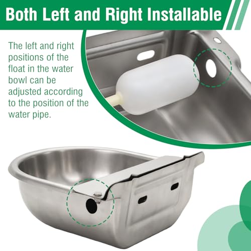 Automatic Horse Waterer Large Livestock Water Bowl 1.35Gal Stainless Steel Trough for Cattle Cow Pig Sheep Pet Dog
