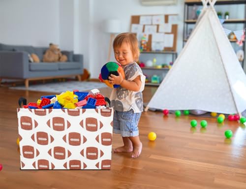 NTAOHAMPER Rectangular Football Storage Basket Empty,Collapsible Gift Basket with Handles,Toys/Books Box,Room Decor(American Football) - color: American Football
