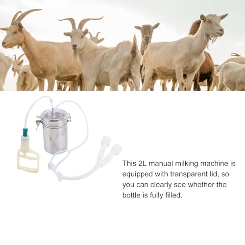 Manual Milking Machine, Goat Milking Machine Cow Hand Vacuum Pump Portable Milking Kit 2000ml Effort Saving Cow Milking Machine for Milk Plant Farm