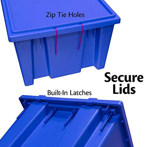 Akro-Mils 35200 Nest and Stack Plastic Storage Container and Distribution Tote, (19-1/2-Inch L x 13-1/2-Inch W x 8-Inch H), Blue, (6-Pack) - color: Blue