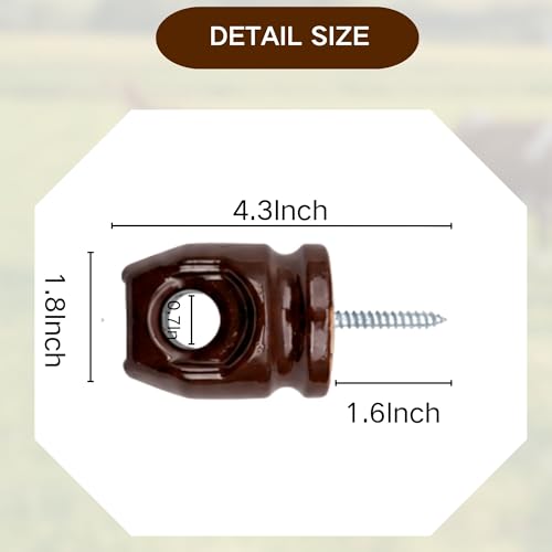 Ceramic Electric Fence Insulators, 20 Pack Heavy Duty Ceramic Insulators | Electric Fence Insulators for Wooden Posts with Galvanized Steel Screw, Easy Install