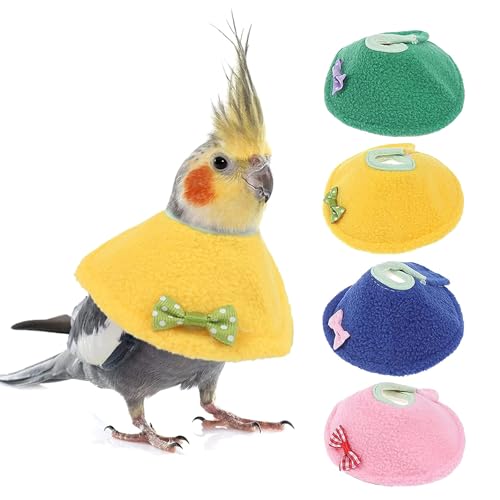 QBLEEV 4Pack Parrot Anti-bite E-Collars, Anti-Grab Feather Plucking Collars | Soft pet wound healing safety elizabethan collar, protective recovery cones for budgerigar lovebird agapornis fischer - size: L-Neck Girth(4.3"-5.1")