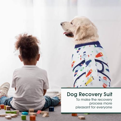 Kuoser Recovery Suit for Dogs Cats, Soft Dog Surgery Suit Female Male Spay | Professional Dog Onesie for Surgery, Substitute E-Collar & Cone, Prevent Licking Dog surgical suit Pet Neuter Suit - color: ColorPlane, size: X-small (Back:8.3-11.4'', Weight:4-7