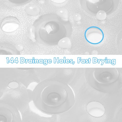 AmazerBath Shower Mat Non Slip 21 x 21 Inches, Square Shower Mat with Suction Cups and Drain Holes, Shower Stall Mat Machine Washable (Clear) - color: Clear, size: 21.3" x 21.3" (Rectangular)