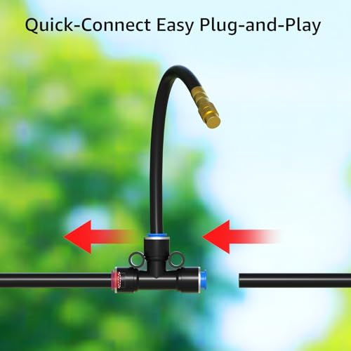 Bluepro Drip Irrigation System 1/4", 2026-Upgrade Garden Sprinkler Kit with 12PCS 360° Adjustable Copper Nozzles, Automatic Misting Watering System for Raised Beds, Greenhouse, Lawn, Patio, Yard - size: 7.8inch