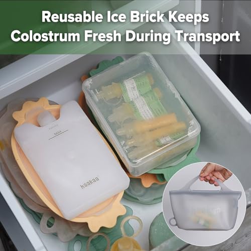haakaa Colostrum Collector Kit 4ml/6pcs & Steriliser Bag & Ice Brick Combo | World-first design, 3-in-1 Collector, Safe food-grade silicone-BPA Free, Ready-to-use pack,Replace disposable syringes