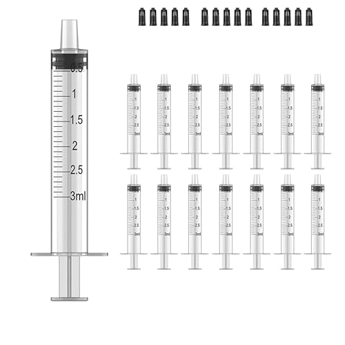 15 Pack 3ml Syringe for Liquid Without Needle,Syringe with Cap,Individually Wrapped,Measurement for Scientific Labs,Measuring Liquids,Pet Feeding,Oil or Glue Applicator (A 15 Pack 3ml) Straight Mouth - size: A 15 Pack 3ml