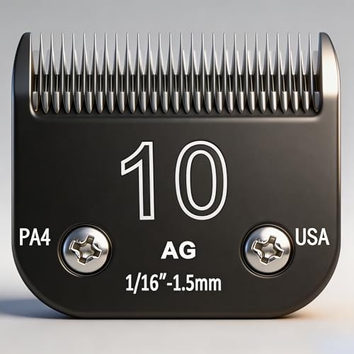 Detachable Steel Pet Dog Clipper Blades, Size-10, Compatible with Andis Cutting Length 1/16" | Size 10, Cut Length 1/16"(1.5mm), Pet Grooming Clipper Detachable Replacement Blade, Stainless Steel, Compatible Accessory - size: #10: 1/16" (1.5 mm) Black