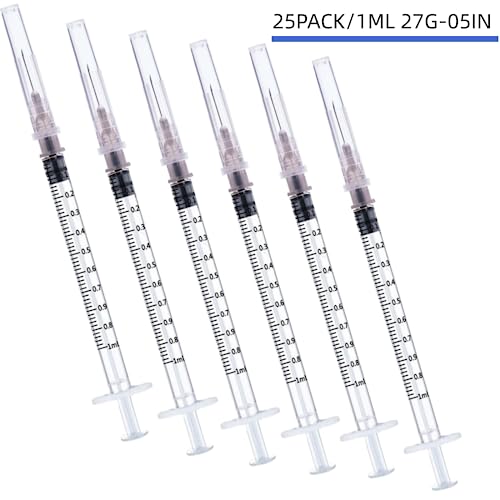 25 Pack 1ml 27Ga Lab Syringe Tools, Individually Packed - style: 25 pack - 1ml 27 gauge