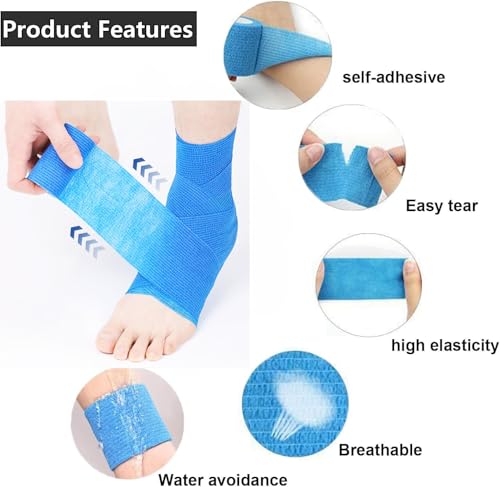24 Pack Self Adhesive Bandage Wrap 2 Inch x 5 Yards Non-Woven Bandage,Vet Wrap Breathable Elastic Self-Adherent Tape for Stretch Athletic, Sports, Wrist, Ankle (Pets Too)(Mix) | Vet Wrap Breathable Elastic Self-Adherent Tape for Stretch Athletic, Sports,