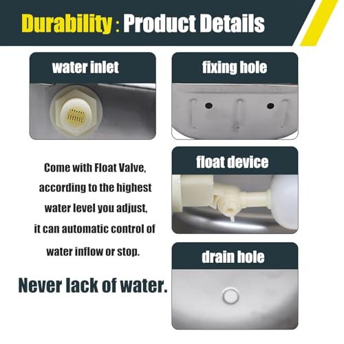 Automatic Water Bowl for Dog Large Size,Animal Drinking Water Bowl,Outdoor Dog Water Bowl,304 Stainless Steel Water Bowl with Float Valve, Drain Hole, Pipe,for Poultry and Livestock - size: 39in Pipe