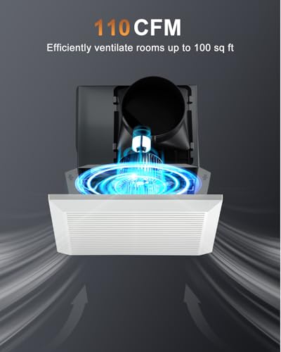 GROWNEER Bathroom Exhaust Fan, 110 CFM 1.0 Sone Bathroom Fan No Attic Access Needed, Ceiling or Wall Mount, 7.68 x 9.25 inch, White - color: No Light