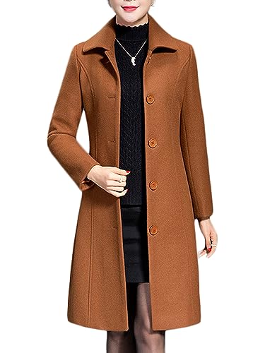 Jenkoon Women's Wool Trench Coat Winter Long Thick Overcoat Walker Coats - color: Caramel, size: Large