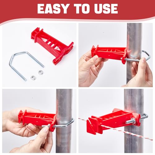 25 Pcs Tube Post Insulator, Electric Fence T Post Insulators for Electric Fence Wire, Fits Chain Link, Square or Round Tubing, White Vinyl Picket Fence(Red) - color: Red, size: 25 Pack