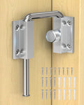 Updated U Patio Sliding Door Loop Lock Latch, Silver | 90/180 Degree Aluminum Alloy Home Security Loop Bolt Lock for Barn Door,Window, Fence, Shed and Gate Latch - Rotary Locking - color: Silver-1 PC
