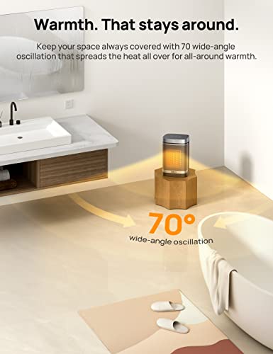 DREO Space Heater for Bathroom and Indoor, Safe and Quiet Portable Heater | ALCI Safety Plug, 41-95°F Digital Thermostat, Remote, 70°Oscillating, 12h Timer, 5 Modes, 1500W PTC Ceramic Heater