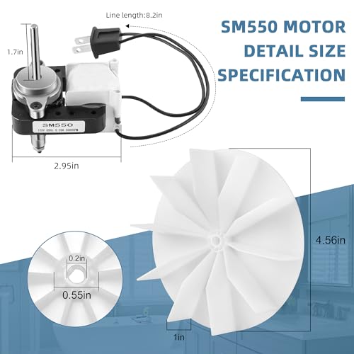 【Upgraded 100% Copper】 SM550 Bathroom Exhaust Fan Motor Compatible with Nu-Tone Br-oan Vent Fan, Replaces EM550 C01575 C65878 EM750 65100 VFM100, Bathroom Fan Motor by Fetechmate