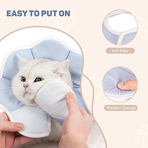 Avont Cat Cone M Adjustable Soft E-Collar, Grey | M fits 9.0-11.5" Depth 4.5" soft breathable anti-lick water-resist easy-clean - color: Grey, size: M(Neck:9.0"-11.5")