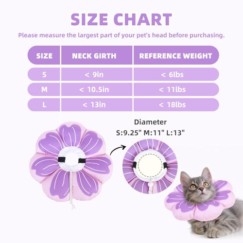 PUPTECK Cat Cone Collar, Soft Kitten Recovery Collar, Lightweight Anti-Bite Lick Elizabethan e Collar for Cats Puppy After Surgery, Purple M - color: Purple, size: M - Neck Up to 10.5"
