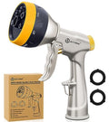 AUTOMAN Garden Nozzle Sprayer, High Pressure Spray Nozzle, 100% Metal Water Hose Nozzle, 7 Patterns Watering Nozzle, Heavy Duty Sprayer Garden Nozzle for Watering Plants & Lawns, Washing Cars & Pets - color: Metal