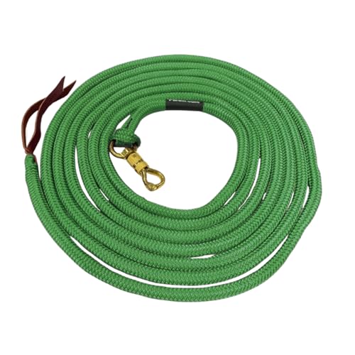 22 Foot Ground Training Rope - Strong Everyday Use All-Purpose Large Horse Lead Rope with Loop & Latigo Popper | 9/16" Diameter Smooth Yachting Braid, Kelly Green - color: Kelly Green