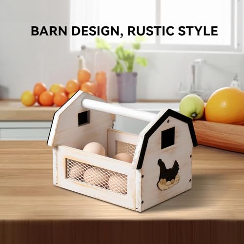 Egg Basket for Gathering Fresh Eggs, Farmhouse Wood Egg Collecting Basket, Egg Basket Countertop. ZSHLXM - color: White, size: Medium