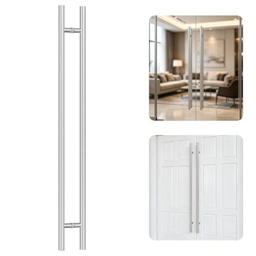 Ranbo 60" Door Pull Handle, 1.2mm 304 Stainless Steel, Brushed Nickel | 47-1/4" Hole Spacing, Fits 1/4"–3/4" Glass Doors and 1-3/8"–2-3/16" Wood Doors, for Entry, Commercial and Storefront Door - size: 60 inches/1.5 inches Cross Section Diameter