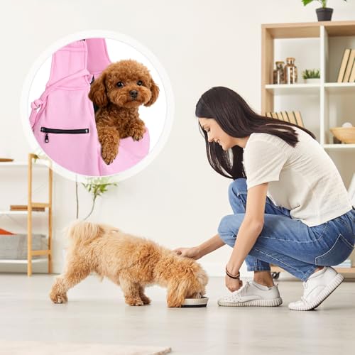 Dog Sling Carrier for Small Dogs and Cats Up to 16.5 Lbs, Breathable with Shoulder Pad Pet Crossbody Shoulder Bag, (Pink, 1 Pcs) Intended for Outdoor/Camp/Travel - color: Pink
