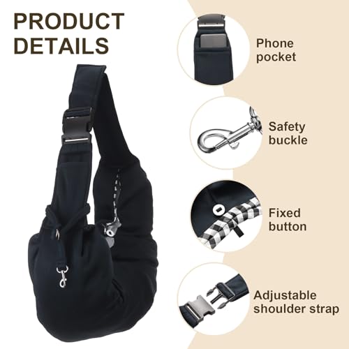 Dog Sling Carrier for Small Dogs and Cats Up to 16.5 Lbs, Adjustable Buckle with Pocket Pet Sling Carrier Safety Harness, (Dark Blue, 1 Pcs) Intended for Outdoor/Camp/Travel - color: Dark Blue