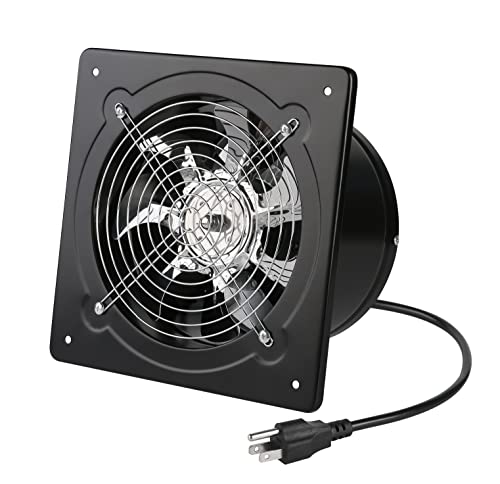 Nalle 6 inch Exhaust Fan 40W 298CFM Through-wall installation Ventilation Fan 110V Exhaust Smoke Fan Ventilation with Power Cord for Kitchen,Bathroom,laundry room,Toilets,Garage (Black