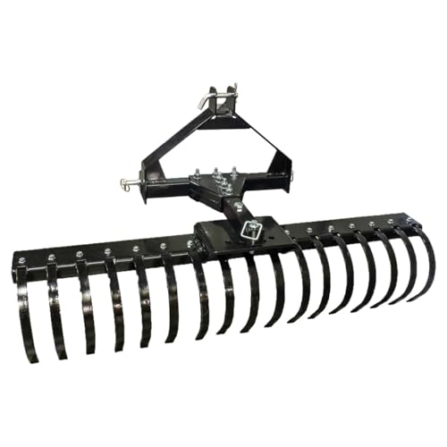 IMPACT IMPLEMENTS® Cat-0 Agricultural Field Landscape Rake with Spring Steel Tines for Quick Clearing of Field Debris, Leaves, Thatch and More.