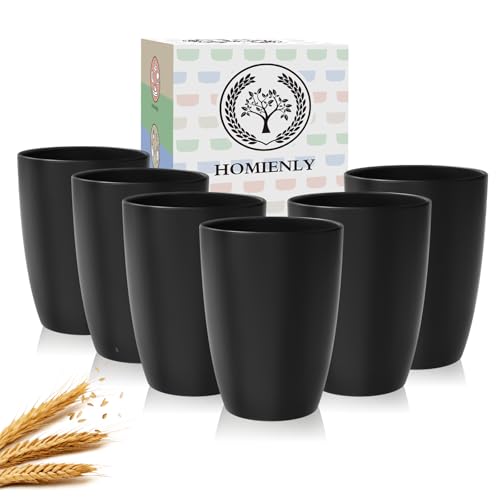 Homienly Kitchen Cups 20oz Wheat Straw Cups-6 pcs Lightweight cups Unbreakable & Reusable Glassware Set Stackable for Party,Camping,Picnic-Black - color: Black, size: 20 Ounces
