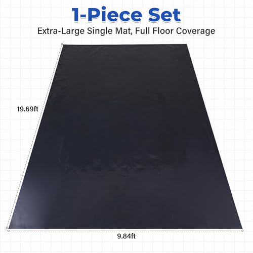 Garage Floor Mat 9.84 x 19.68 FT, Large Waterproof PVC Parking Mat for Car SUV Truck, Trimmable Garage Floor Protector for Snow Mud Oil, Non-Slip Under Car Pad Easy to Clean, Black