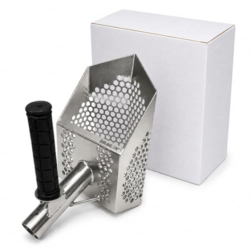 Outlaw Premium Stainless Steel Beach Sand Scoop Sifter with Front Handle and Long Handle Mount - size: Scoop