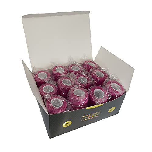 (24-Pack) 2” x 15 FT Disposable Cohesive Bandage Tattoo Grip Tape Wrap Elastic Self Adherent – Breathable Wrap for Pets, Athletic Bandage for Sports, Injuries: Ankle, Knee & Wrist & PMU (Pink) - color: Pink