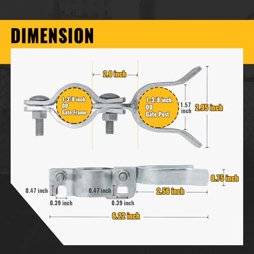VIVIDA Chain Link Gate Latch 1-3/8", Fence Gate Fork Latch, 1 PCS | Galvanized Fence Gate Lock, For 1-3/8" OD Pipe, Chain Link Fence Parts, Bolts & Nuts Included - size: 1-3/8" x 1-3/8" (1 PCS)